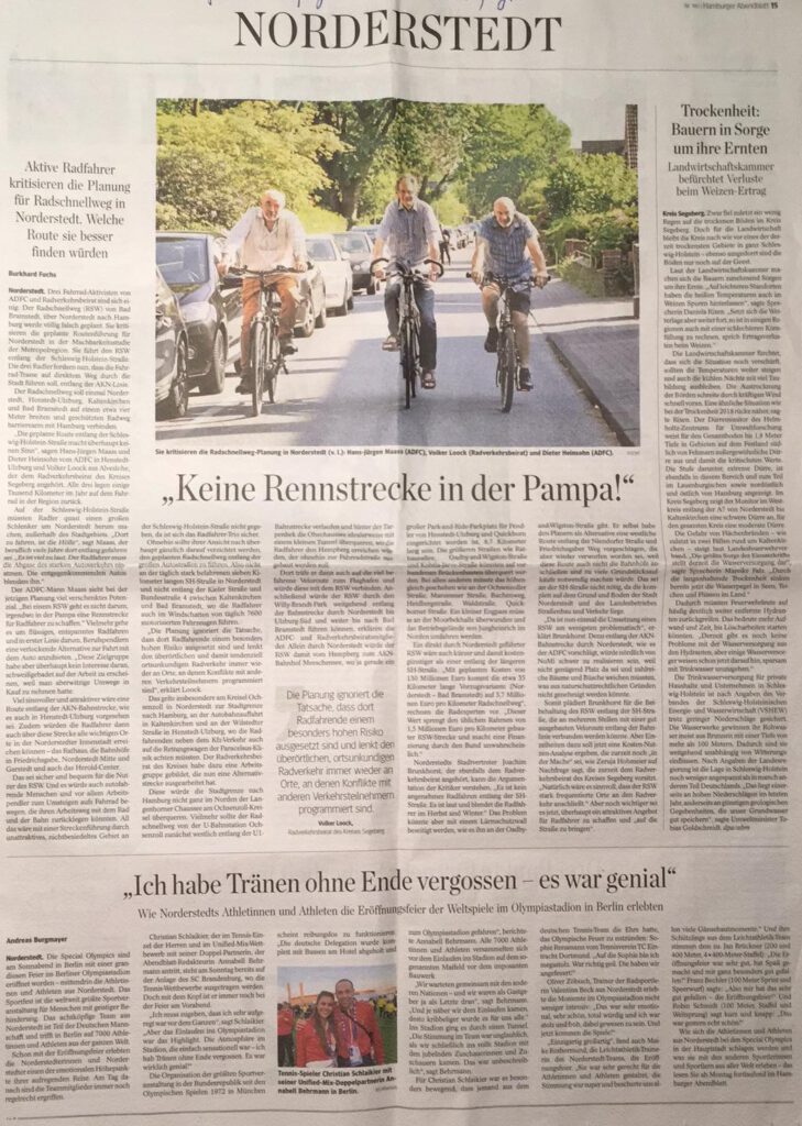 Hamburger Abendblatt v. 19.6.2023 "Keine Rennstrecke in der Pampa!"